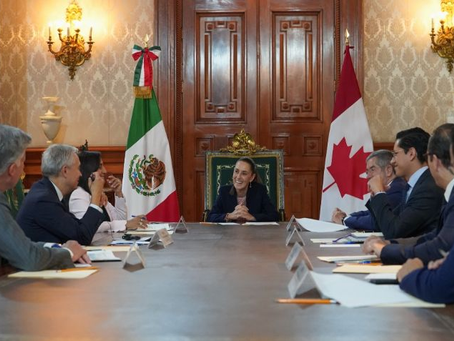 Claudia Sheinbaum se reúne con ministros canadienses en Palacio Nacional para fortalecer la relación bilateral
