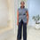 Thumbnail: 0740725 GREY AND BLACK BELTED TROUSER SUIT