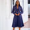 Thumbnail: 0920725 SPACE BLUE CHECKERED PLEATED SKIRT SUIT