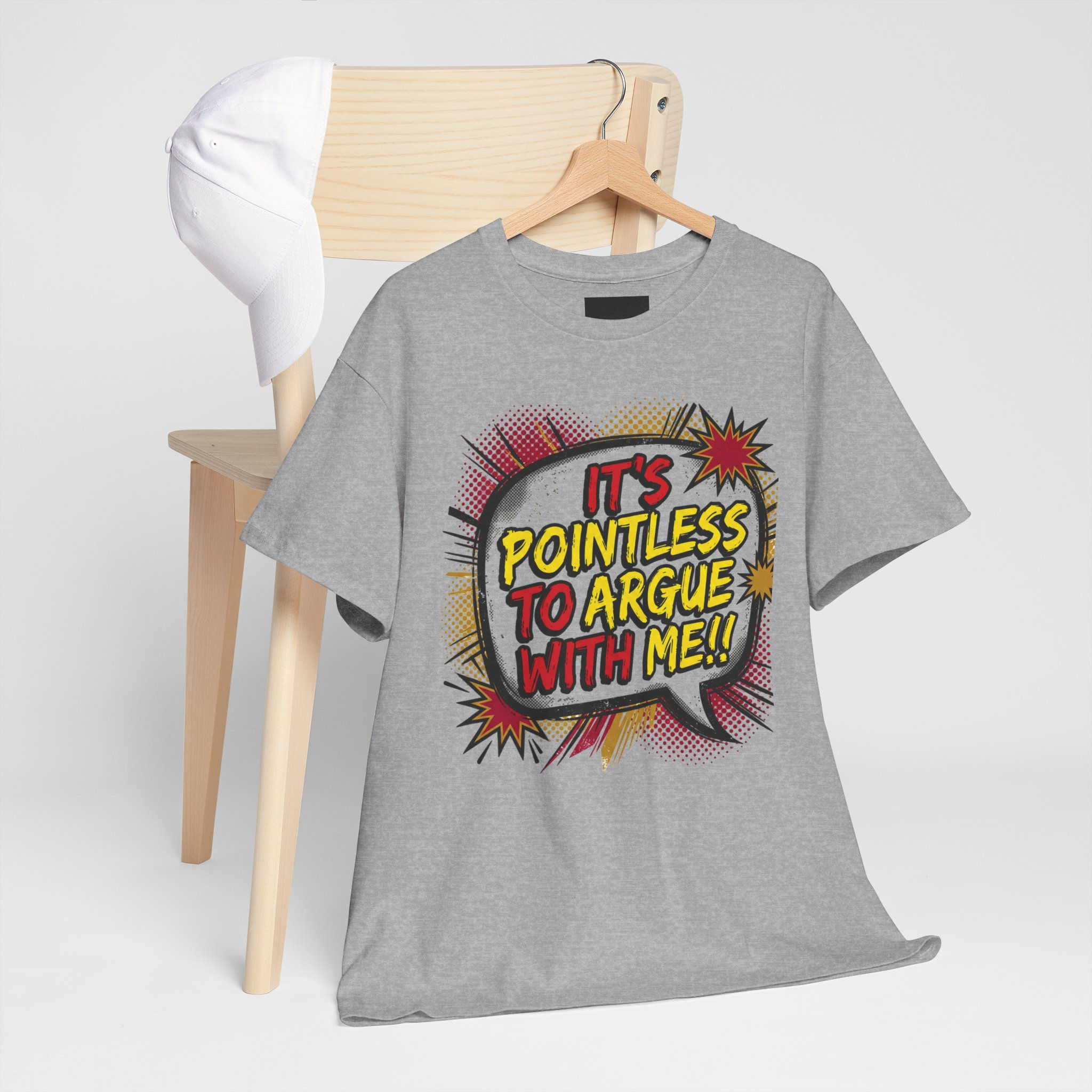 Comic Pop Art T‑Shirt — "It's Pointless to Argue With Me!!" Graphic Tee