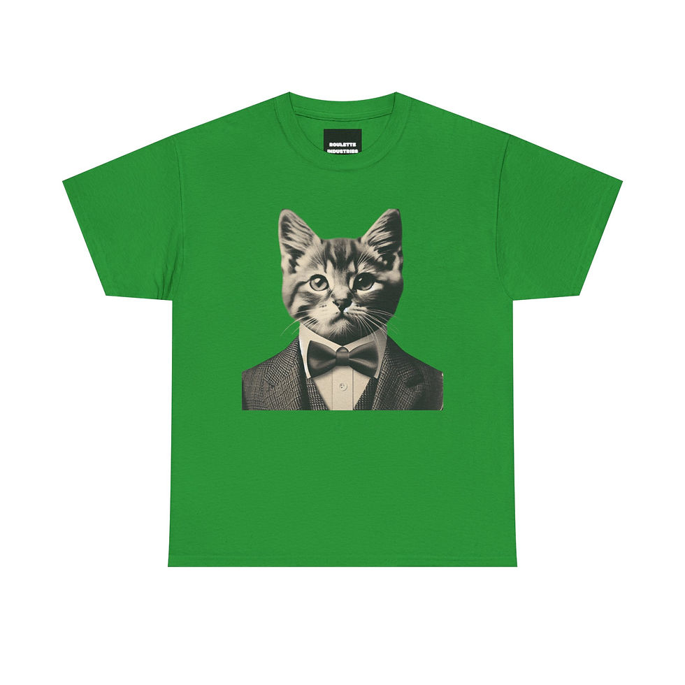 Thumbnail: Cat in Suit Unisex Heavy Cotton Tee - Quirky Cat T-Shirt for Animal Lovers