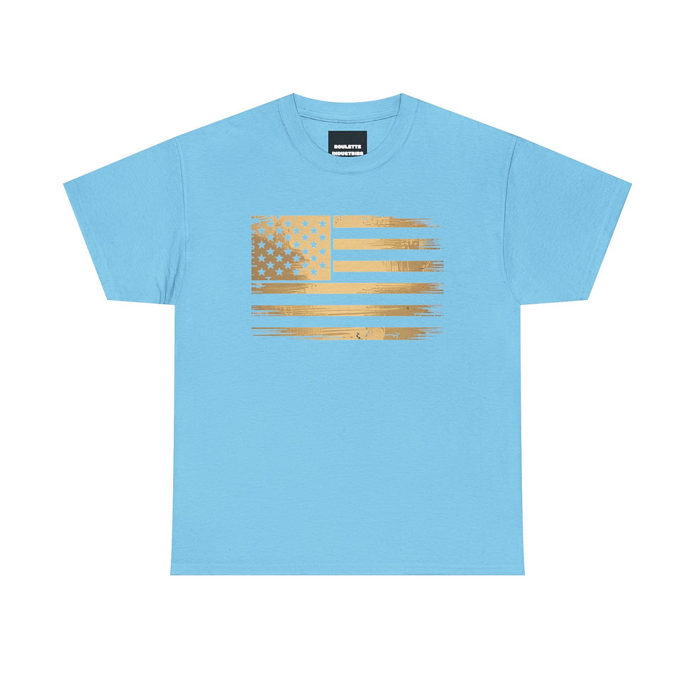 Thumbnail: Patriotic Gold Flag Tee - Unisex Heavy Cotton T-Shirt for Independence Day,