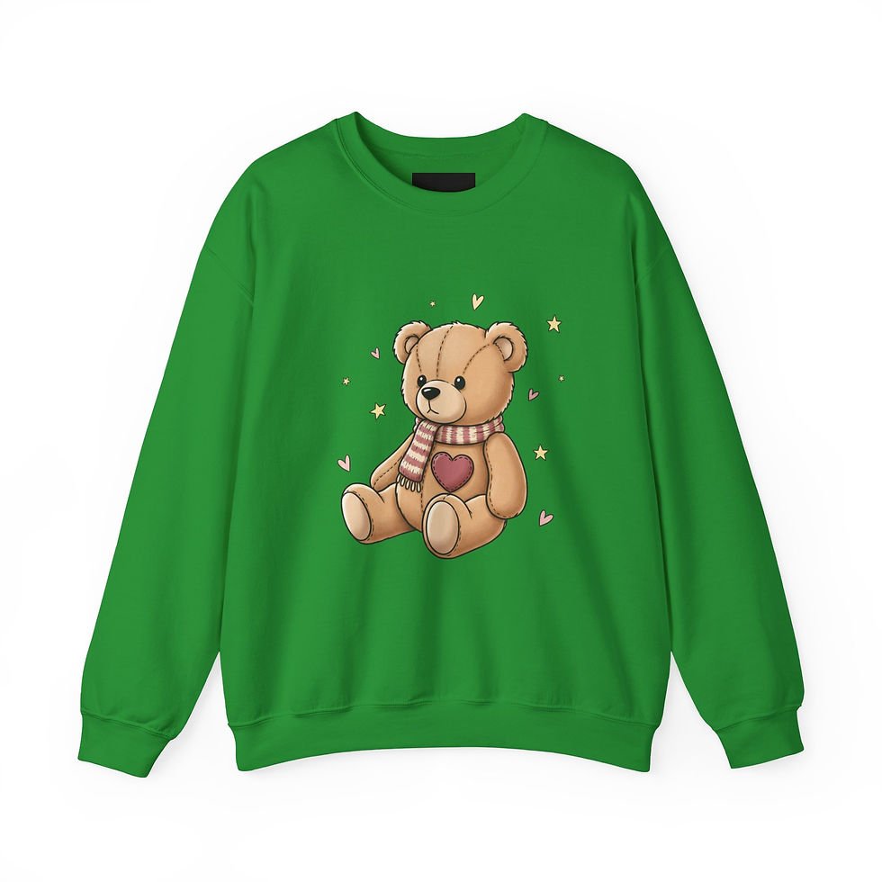 Thumbnail: Teddy Bear Heart Crewneck Sweatshirt – Cute Plush Graphic Pullover 