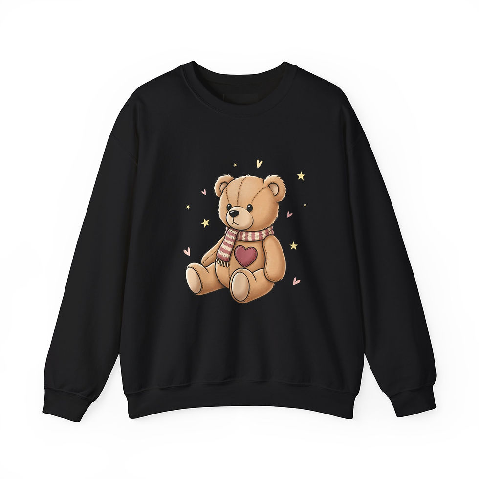 Thumbnail: Teddy Bear Heart Crewneck Sweatshirt – Cute Plush Graphic Pullover 