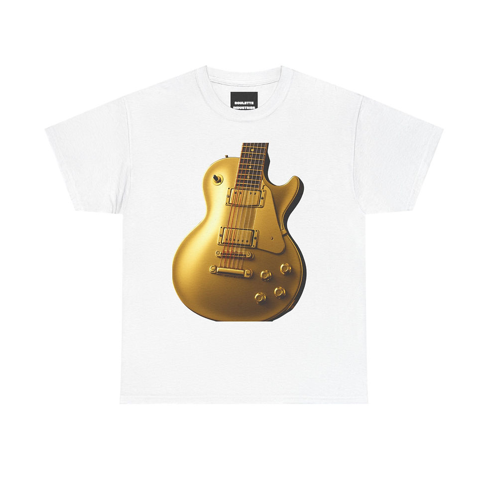 Thumbnail: Golden Guitar Unisex Heavy Cotton Tee | Music Lover T-Shirt, Gift for Musicians