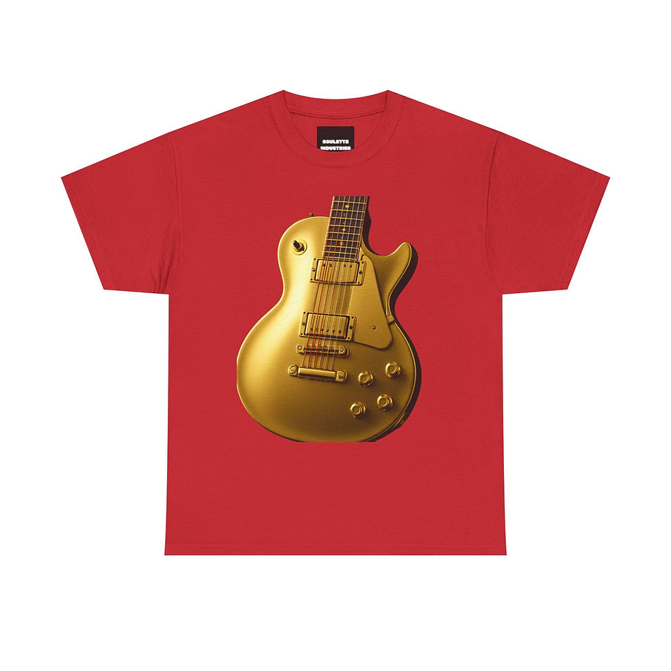 Thumbnail: Golden Guitar Unisex Heavy Cotton Tee | Music Lover T-Shirt, Gift for Musicians