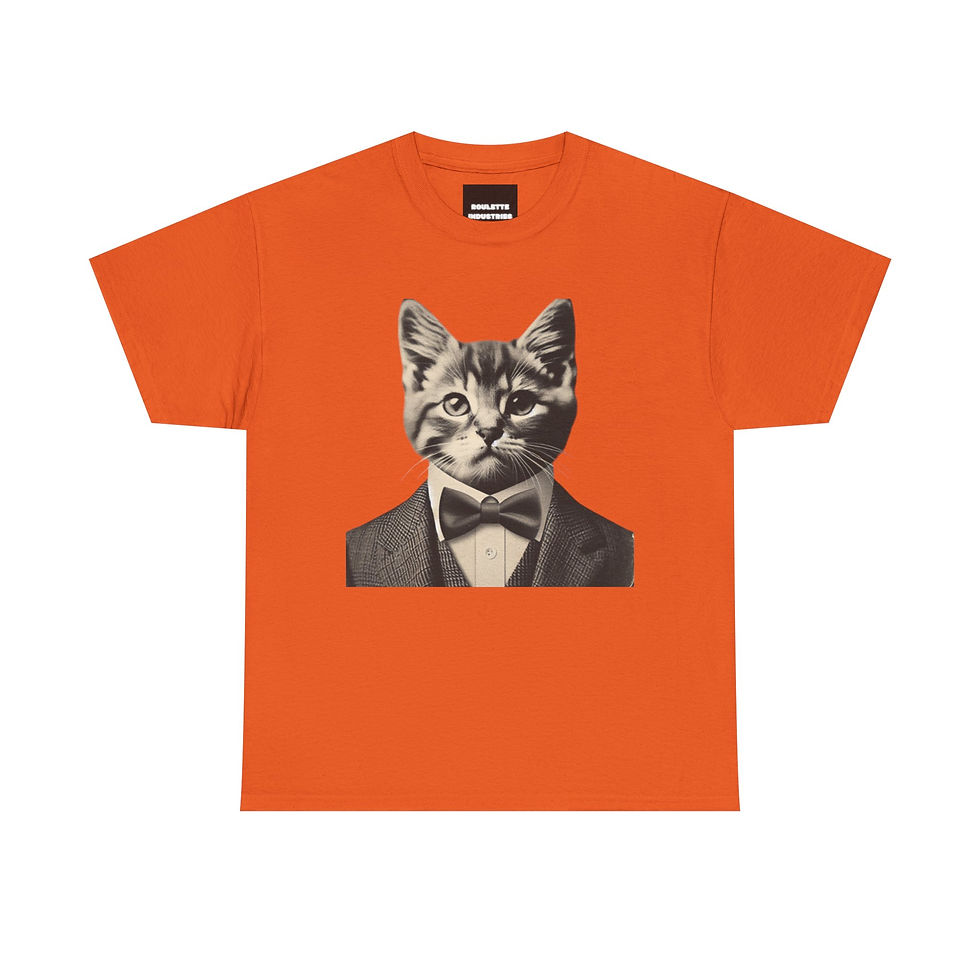 Thumbnail: Cat in Suit Unisex Heavy Cotton Tee - Quirky Cat T-Shirt for Animal Lovers