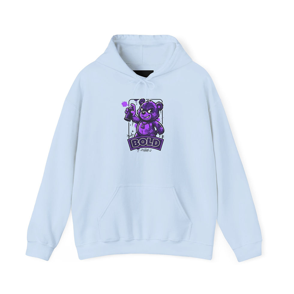 Thumbnail: Bold Purple Teddy Bear Hoodie — 'BOLD' Graphic Streetwear Sweatshirt