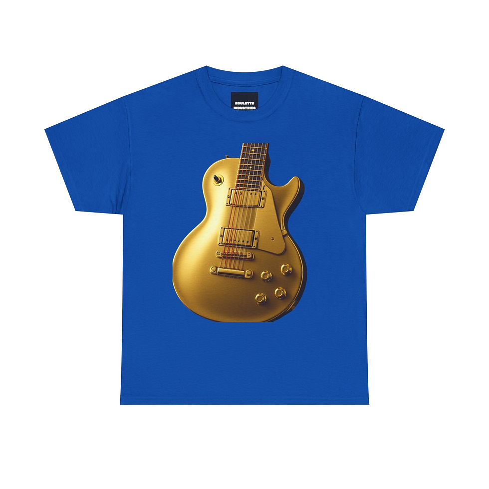 Thumbnail: Golden Guitar Unisex Heavy Cotton Tee | Music Lover T-Shirt, Gift for Musicians