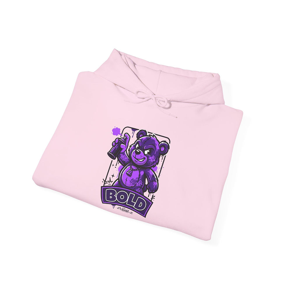 Thumbnail: Bold Purple Teddy Bear Hoodie — 'BOLD' Graphic Streetwear Sweatshirt