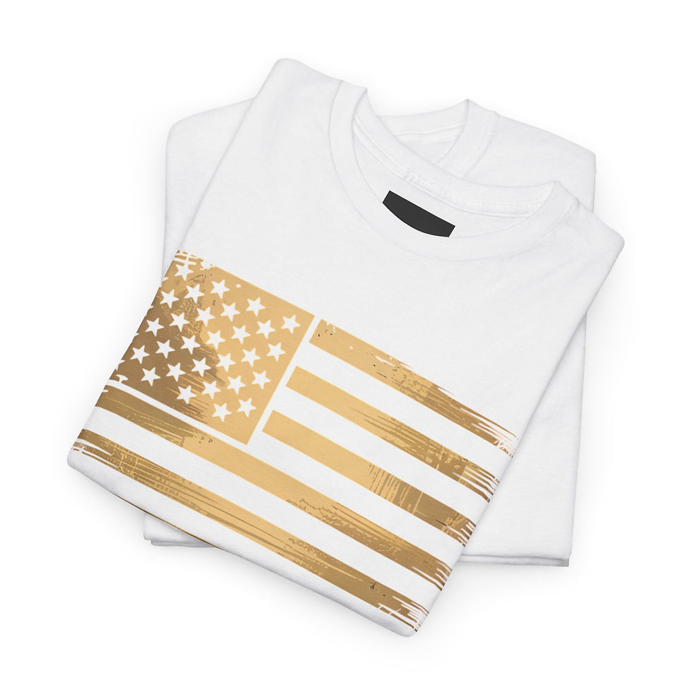 Thumbnail: Patriotic Gold Flag Tee - Unisex Heavy Cotton T-Shirt for Independence Day,