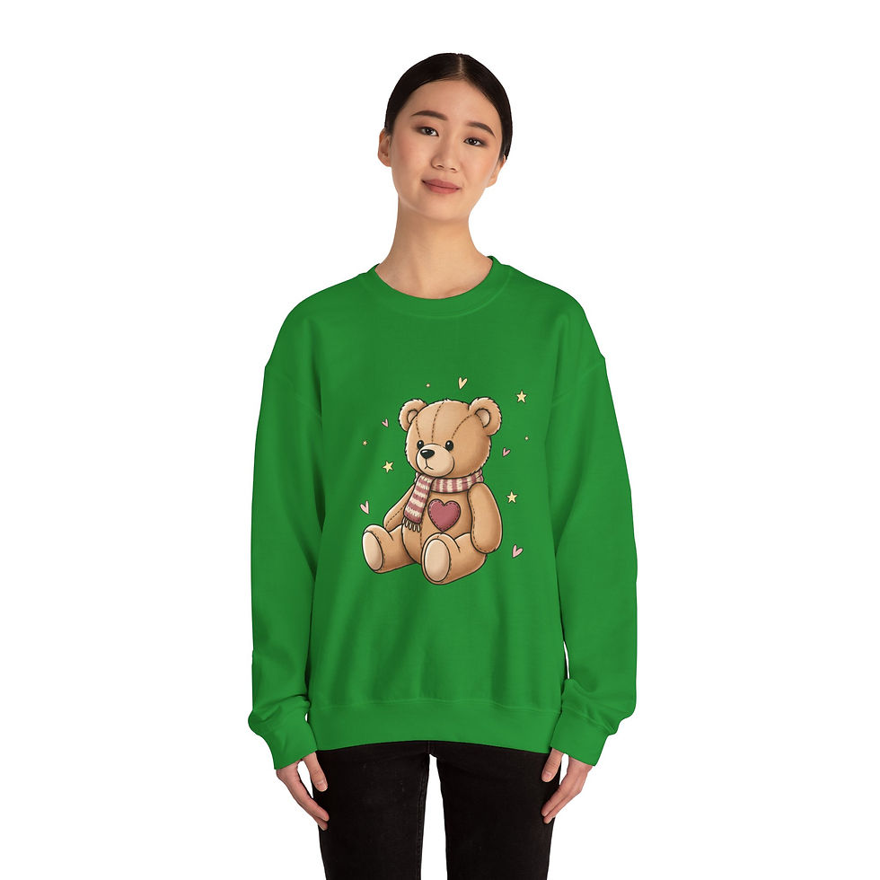 Thumbnail: Teddy Bear Heart Crewneck Sweatshirt – Cute Plush Graphic Pullover 