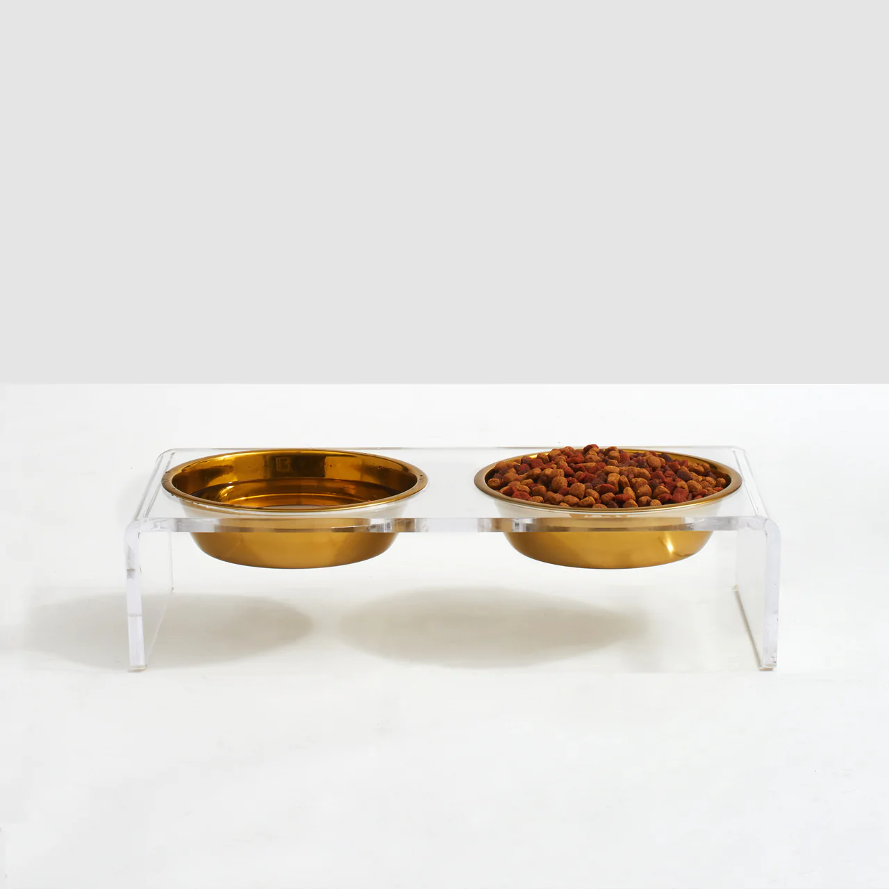 Thumbnail: Hiddin - Small Clear Double Dog Bowl Feeder Gold