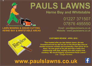 CUSTOMER REVIEW : APRIL 2018 - Paul looked after my late fathers lawns. .....