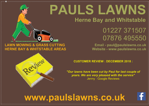 CUSTOMER REVIEW : DECEMBER 2018 - Our lawns have been cut by Paul for last couple of years ....