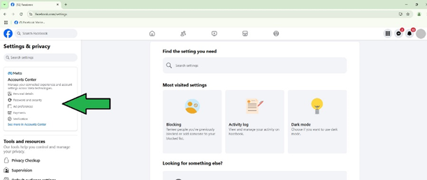 A picture showing you where to click in order to follow the instructions on the left.