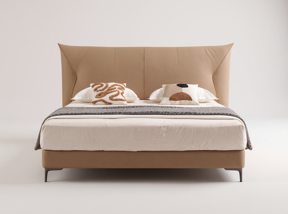 CHANTEL CERA 200 Upholstered Bed Frame with tan headboard