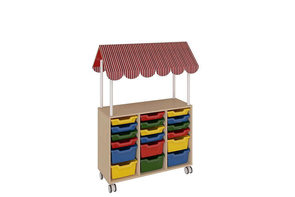 Sistema modular expositor con toldo