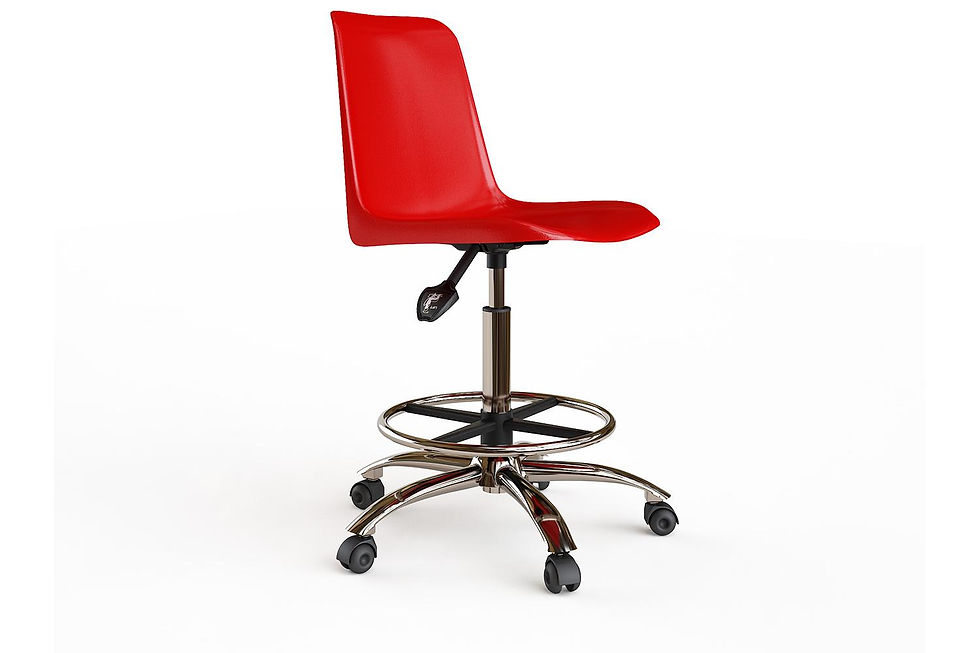 Taburete Dogus Easy alto con ruedas y base cromada - imagen principal
