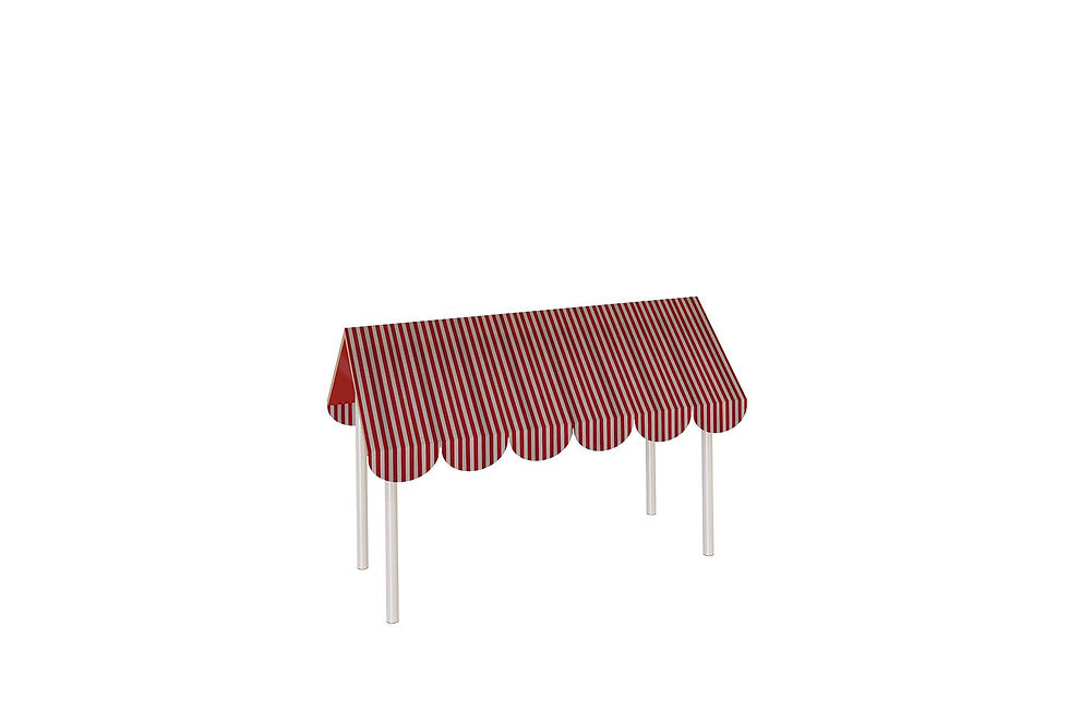Sistema modular expositor con toldo