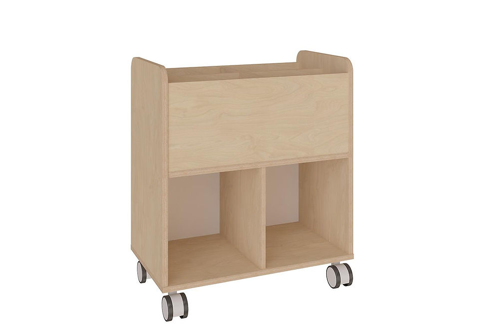 Mueble móvil abierto con compartimentos inferiores