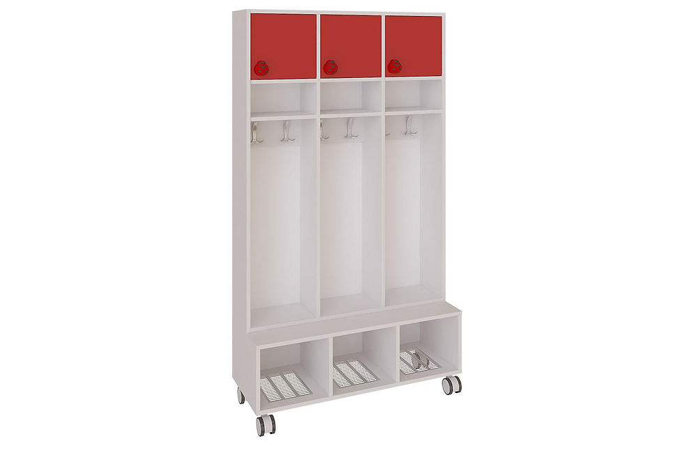 Mueble móvil con tres compartimentos y puertas superiores