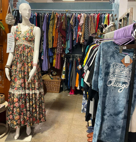 Vintage clothing booth in antique mall