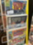 Rack of comic books