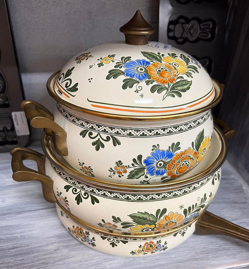 Stack of vintage cookware
