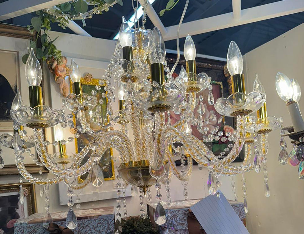 Antique crystal chandelier in vendor mall booth