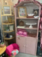 Vintage pink wicker shelf and corner shelf