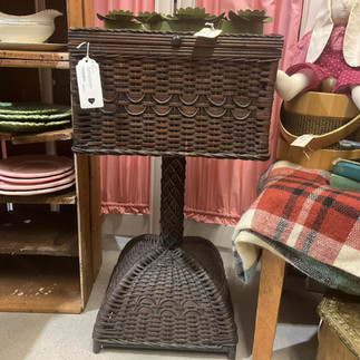 Vintage rattan storage table