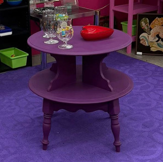 Painted purple two-tier end table