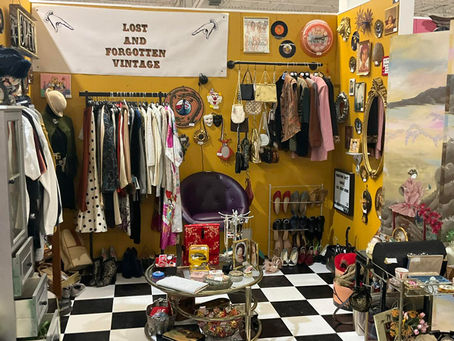 Vintage clothing in vendor booth