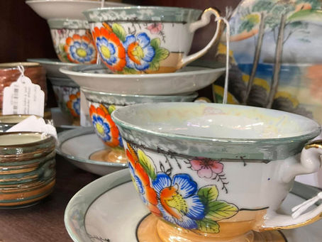 Vintage floral teacup and saucer set