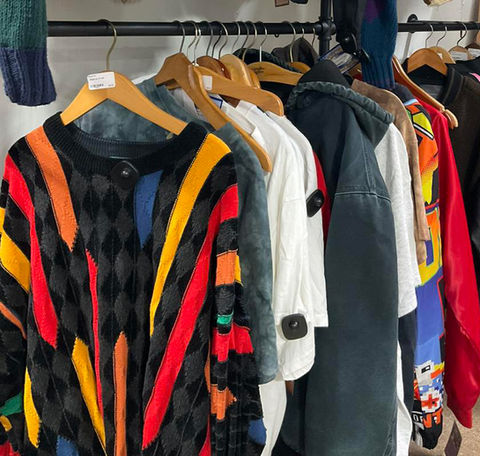 Rack of vintage clothing