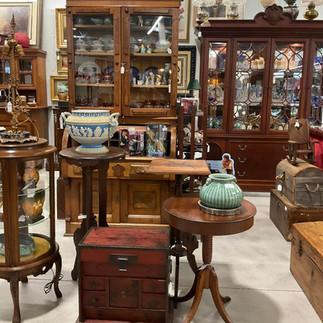 Antique furniture in vendor booth