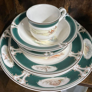 Vintage dishes with woodland animals