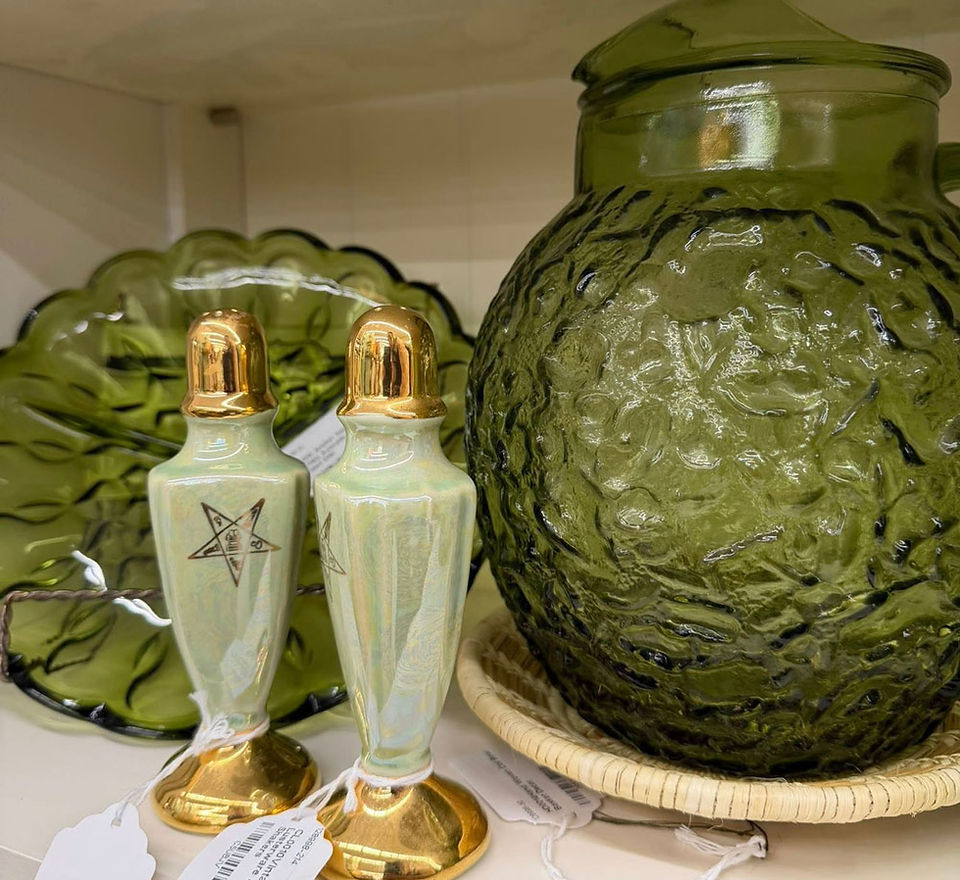 Vintage glass salt and pepper shakers