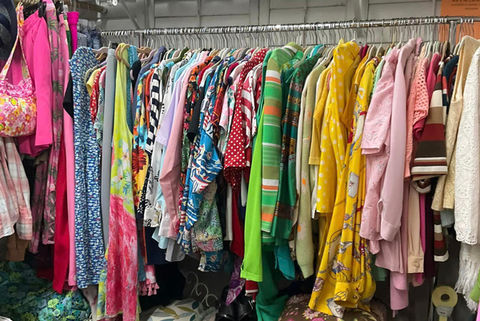 Vintage clothing hanging on rack
