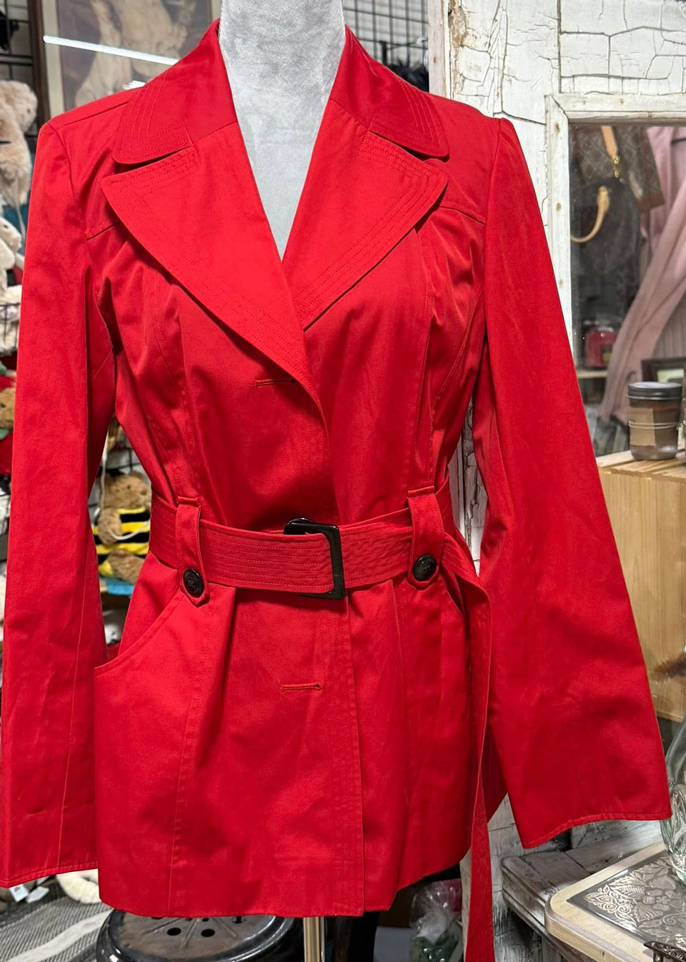 Vintage red jacket in Indiana antique store