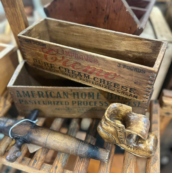 Antique wood storage boxes
