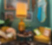Cozy antique mall booth setup featuring retro home décor