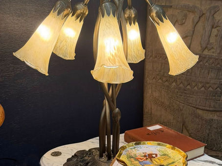Vintage table lamp with glass shades
