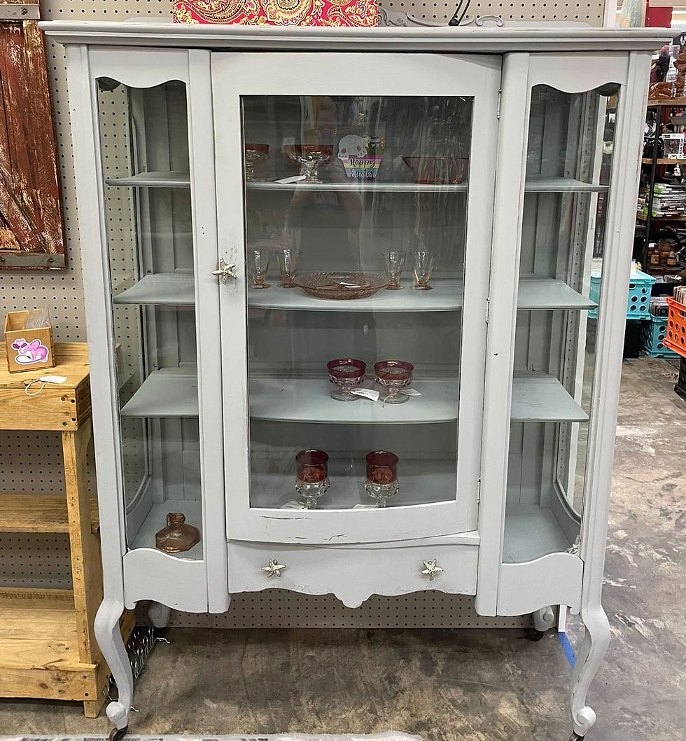 Painted white glass front cabinet