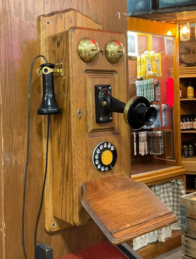 Antique wooden wall phone
