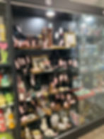 Glass display showcase in antique mall