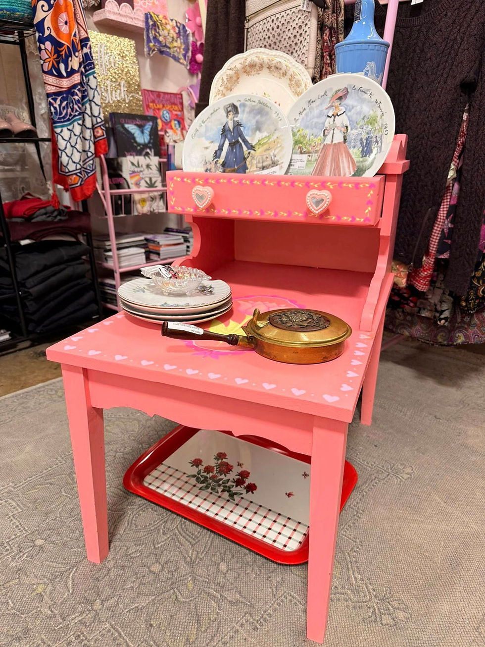 Charming painted vintage end table