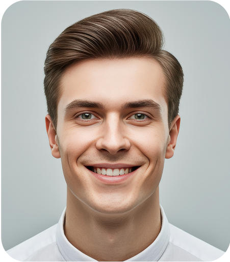 Smiling man with styled brown hair