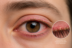 Inflamed eyelids from blepharitis